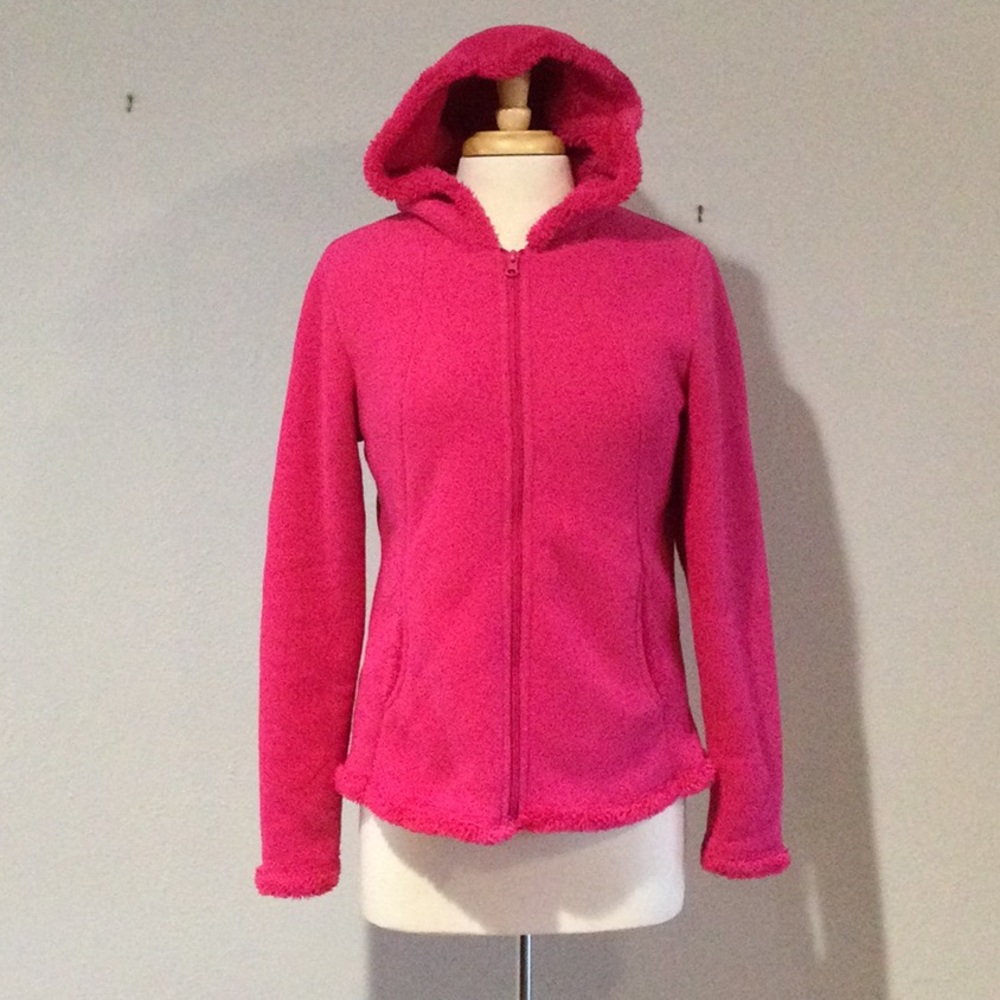 Faded Glory Magenta Quartz Fuzzy Warm Front Zip Hood Jacket w/Pockets Sz S (4-6)